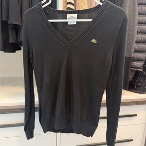 Lacoste Women's Classic Black V-Neck Sweater